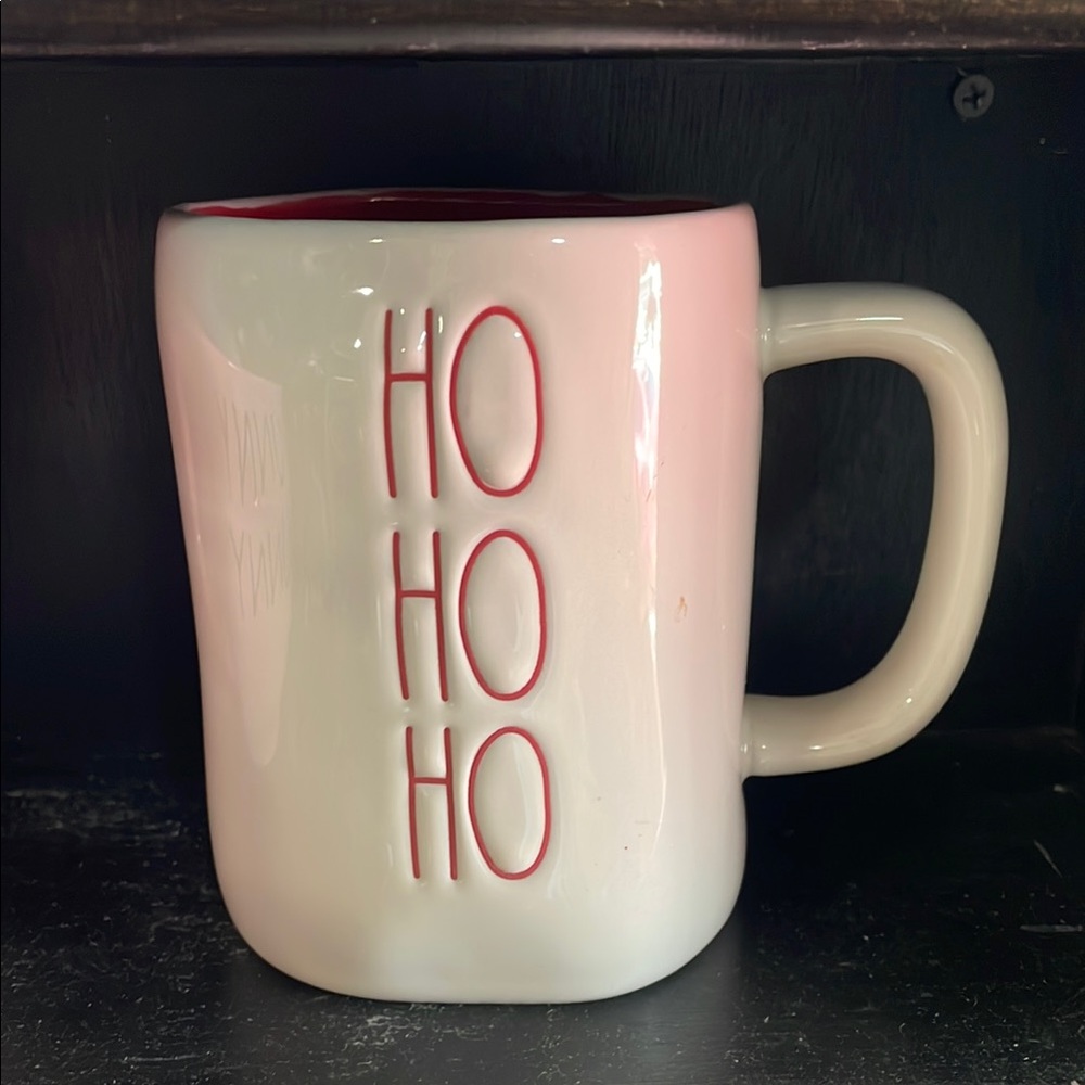 White Ceramic 'HO HO HO' Holiday Mug with Red Accent